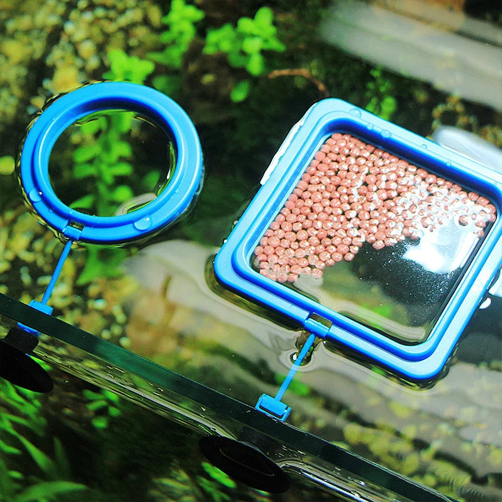  Аквариумное кольцо для кормления Станция аквариума Плавающий лоток для корма Кормушка Квадратный круг Аксессуар Кормушка для рыб Присоска черная 1