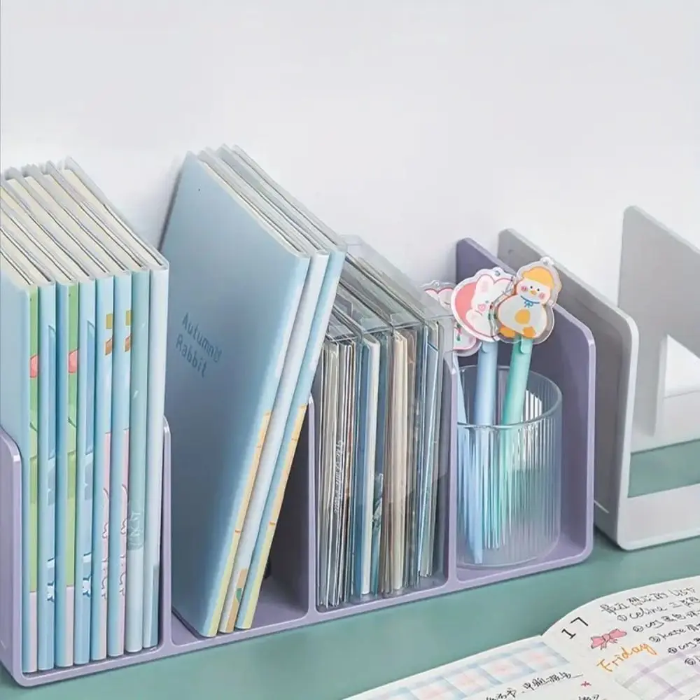 Прозрачная подставка для книг Компактный цветной пластиковый книжный шкаф Morandi Утолщенная акриловая книжная полка Студент 4