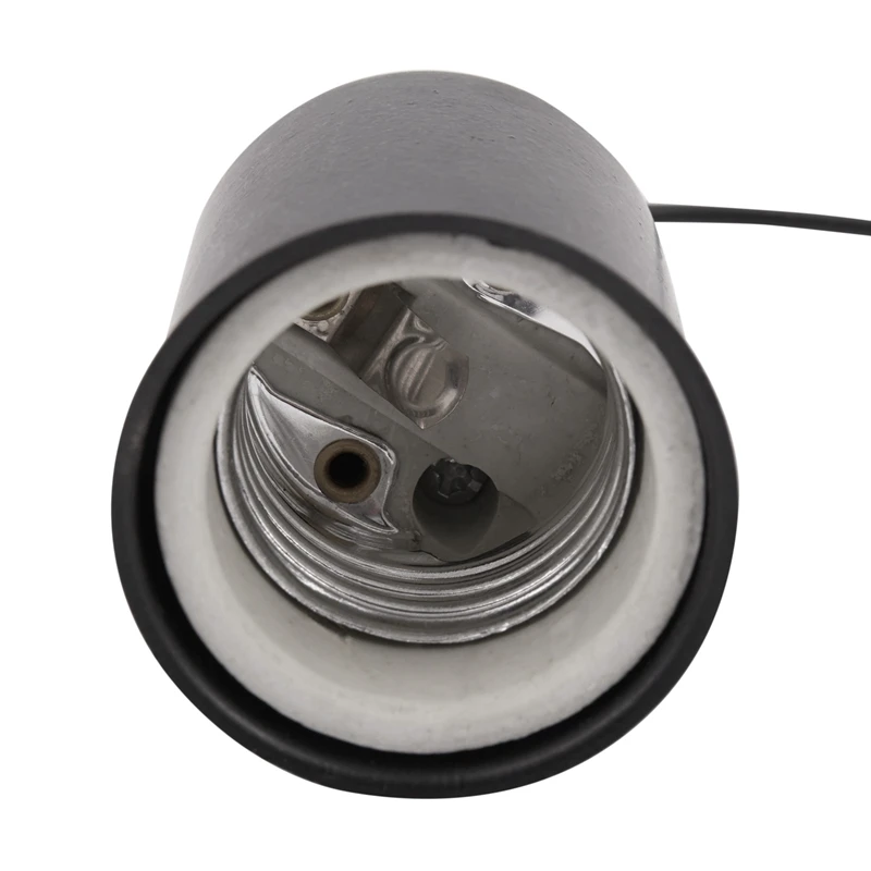 3X E27 Керамическое винтовое основание Круглая светодиодная лампочка Патрон для лампы Адаптер для патрона Металлический держатель лампы с проводом Черный 4