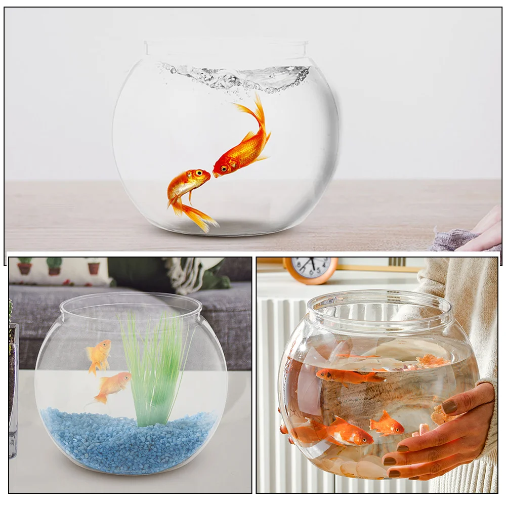 Декоративный аквариум для золотых рыбок Маленькая миска Легкая круглая небьющаяся декоративная ваза Офис владельца домашних животных 1