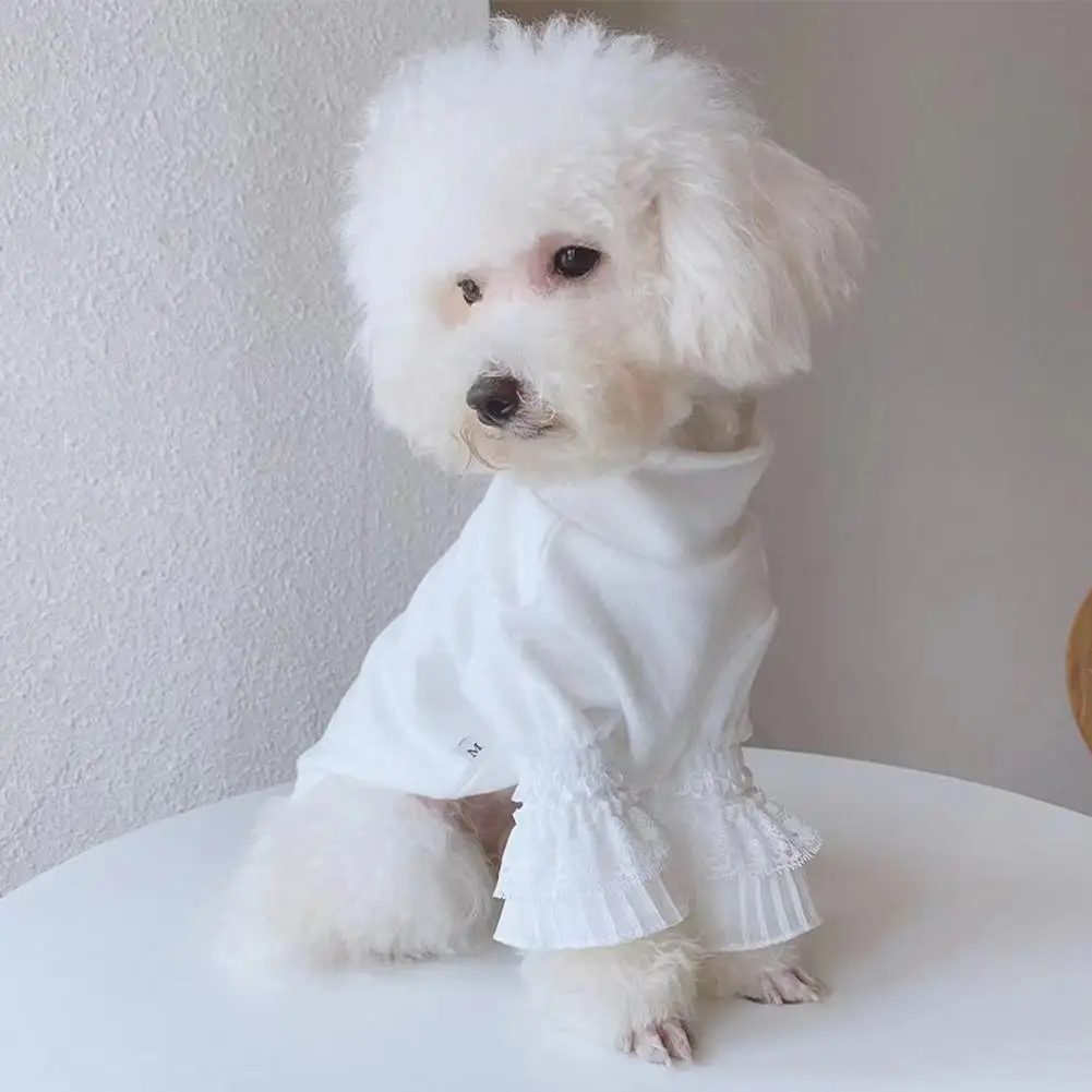  Дизайнерская одежда для домашних животных Элегантная кружевная рубашка с длинным рукавом для домашних животных Удобный пуловер для собак Изысканные товары для домашних животных для маленьких собак 1