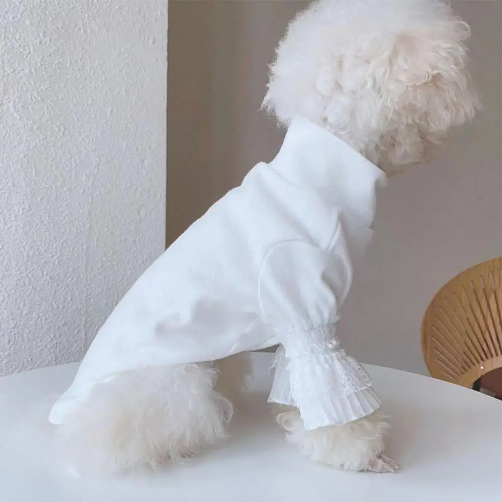  Дизайнерская одежда для домашних животных Элегантная кружевная рубашка с длинным рукавом для домашних животных Удобный пуловер для собак Изысканные товары для домашних животных для маленьких собак 2