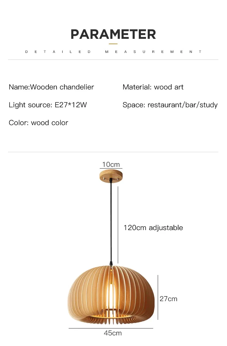 Светодиодные подвесные светильники в японском стиле Обеденный стол Кухня Современные деревянные люстры Ресторан Проход Гостиная Спальня Внутренний декор Светильники 5