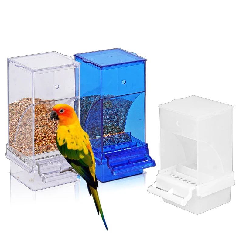 Автоматическая кормушка для попугаев Акриловые кормушки для птиц без беспорядка Аксессуары для клетки для волнистого попугая Канарейка Корелла Вьюрок Пищевой контейнер 4