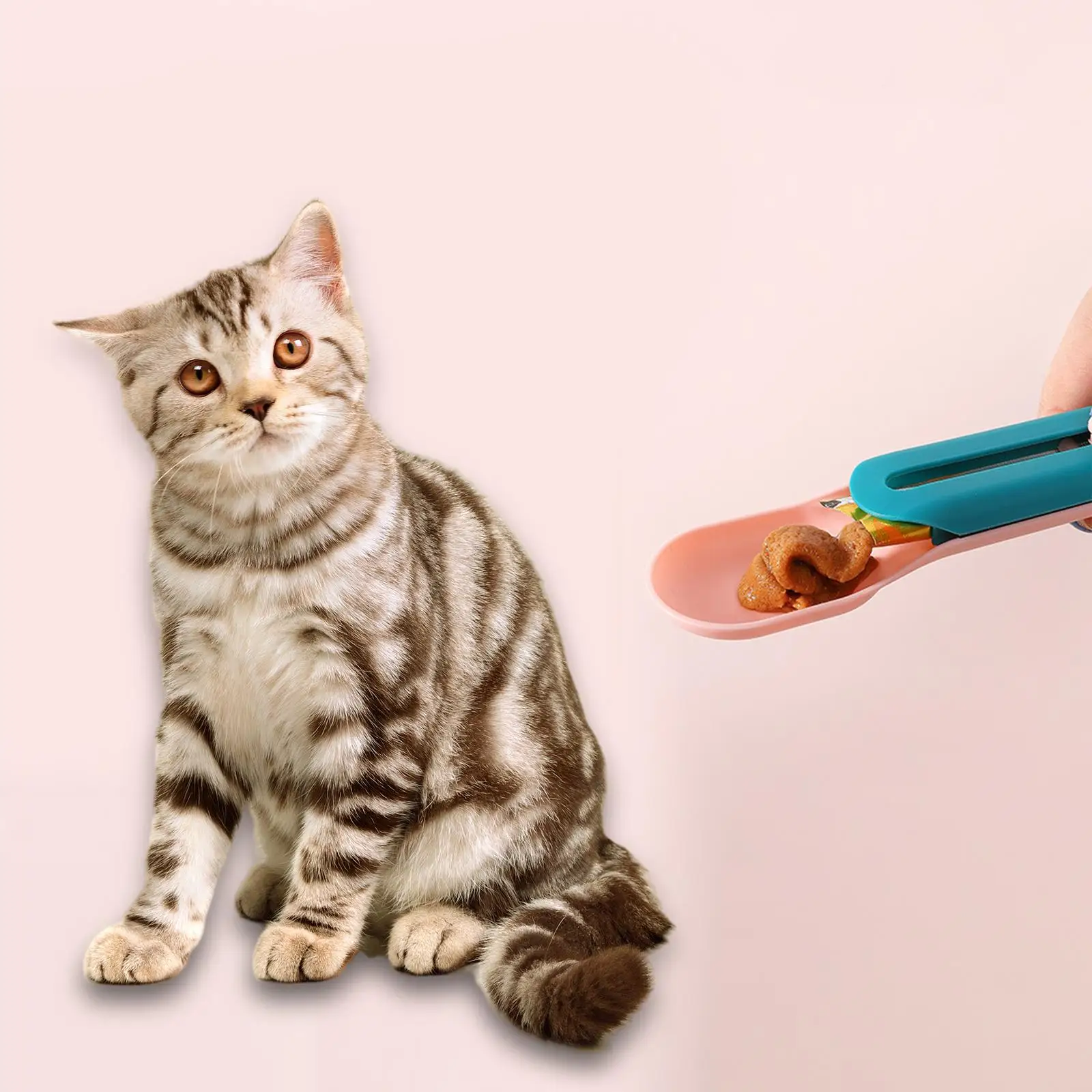 Портативная кормушка для кошек Соковыжималка для кошек Консервированная ложка для домашних животных Пластиковый щенок Котенок 5