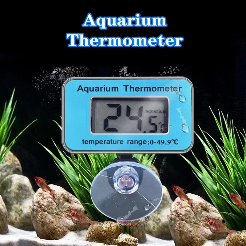 Аквариум Водонепроницаемый термометр ЖК-дисплей Цифровой аквариум Погружной термометр Контроль температуры с присоской 1