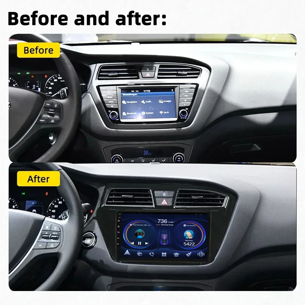 9 дюймов Carplay Android Автомагнитола для HYUNDAI I20 LHD / RHD 2015-2018 Совместим с европейской моделью с сенсорным экраном 4G Wifi GPS Дисплей 1