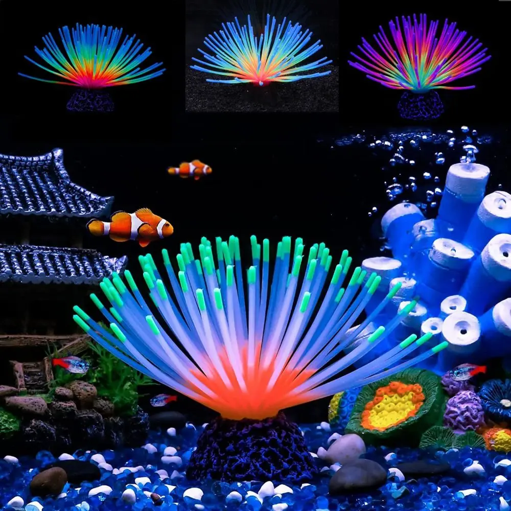 Флуоресцентный Светящийся Морской Еж Коралл Орнамент Моделирование Поддельный Светящийся Мягкий Коралл Силикон Мягкий Аквариум Актинии 2
