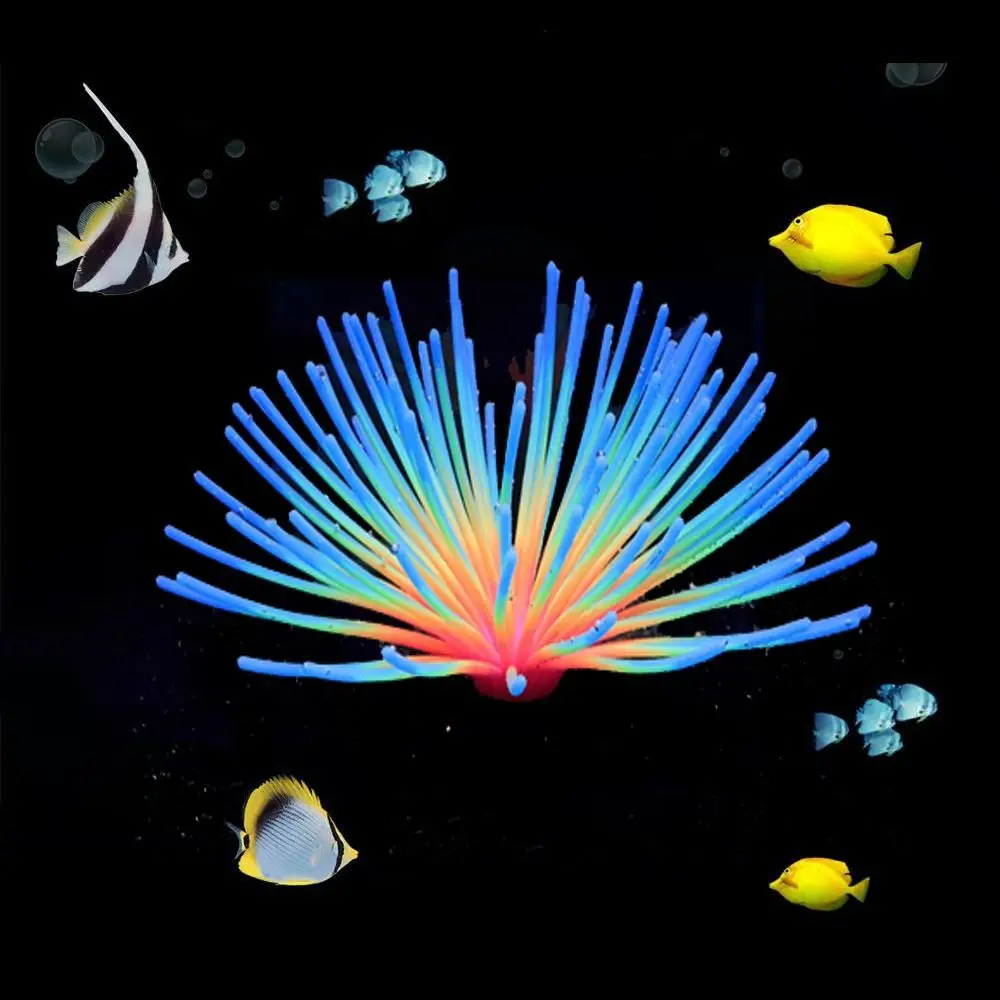 Флуоресцентный Светящийся Морской Еж Коралл Орнамент Моделирование Поддельный Светящийся Мягкий Коралл Силикон Мягкий Аквариум Актинии 3