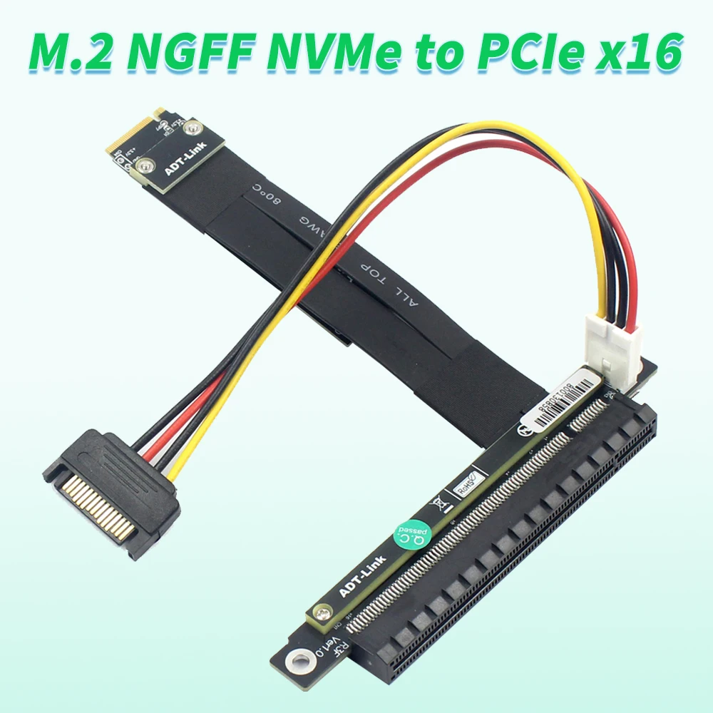 PCI-E 3.0 Riser Card M.2 NGFF NVMe на PCIe x16 Удлинительный адаптер Кабель Gen3 SATA Кабель питания 32 Гбит/с для BTC Miner 2230 2242 226
