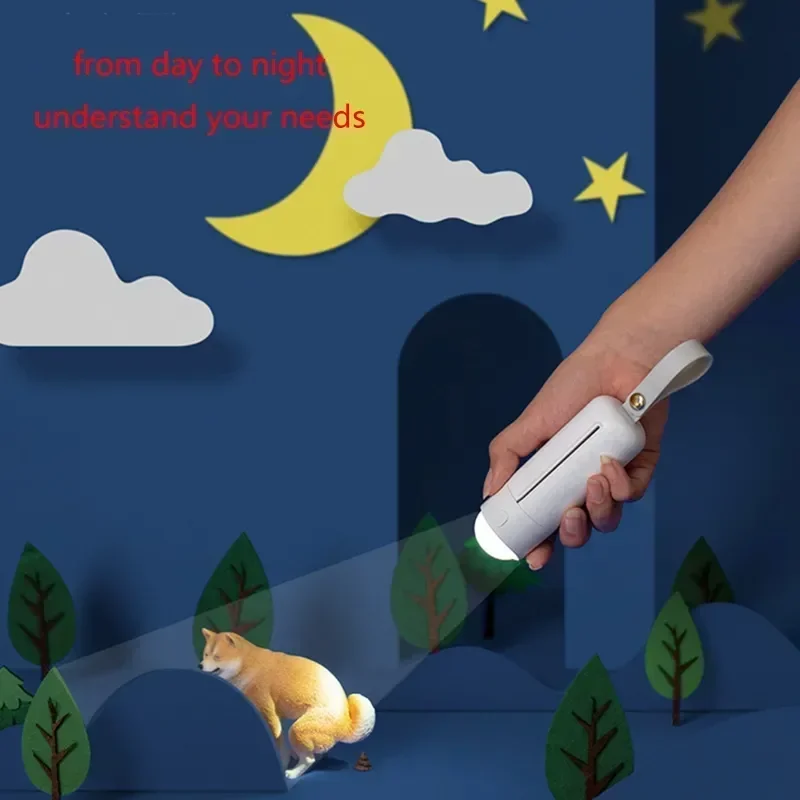 To Для легких сумок для какашек USB-держатель для бега Перезаряжаемый диспенсер Waste Dog с фонариком Прикрепляет поводок Ночь 5
