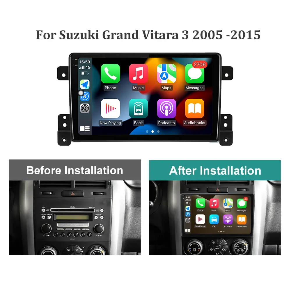 9 дюймов Android 13 для Suzuki Grand Vitara 3 2005 - 2015 Авто Радио Автомобильный мультимедийный плеер Навигационный экран 5G WIFI DSP Stereo BT 5
