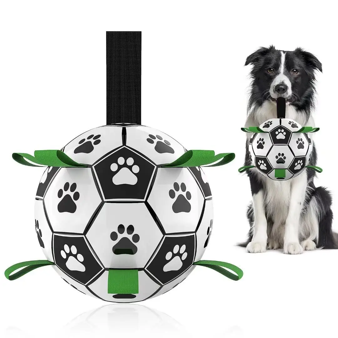 Футбольные игрушки для собак Интерактивные футбольные игрушки для домашних животных Щенки Тренировка на открытом воздухе Футбол Устойчивый к скрежетанию зубами Жевательные игрушки для собак 1