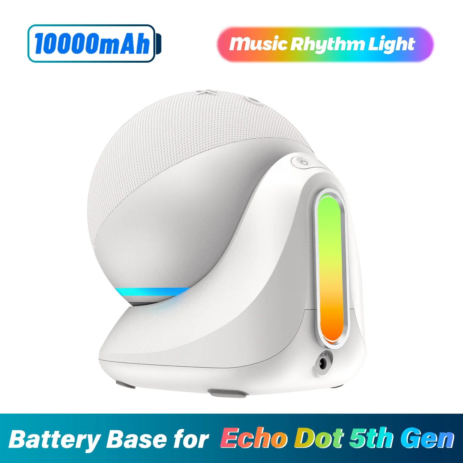 Echo Dot 5-го поколения Батарея Base Music Rhythm Lights ED5 10000 мАч Портативное зарядное устройство Power Bank для док-станции Alexa Speaker 0