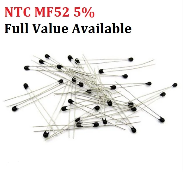 20PC NTC MF52 1K 2K 3K 4.7K 5K 10K 20K 47K 50K 100K 5% 3950B NTC-MF52AT Комплект терморезистора 1/2/3/4.7/K Ом R Kit 0