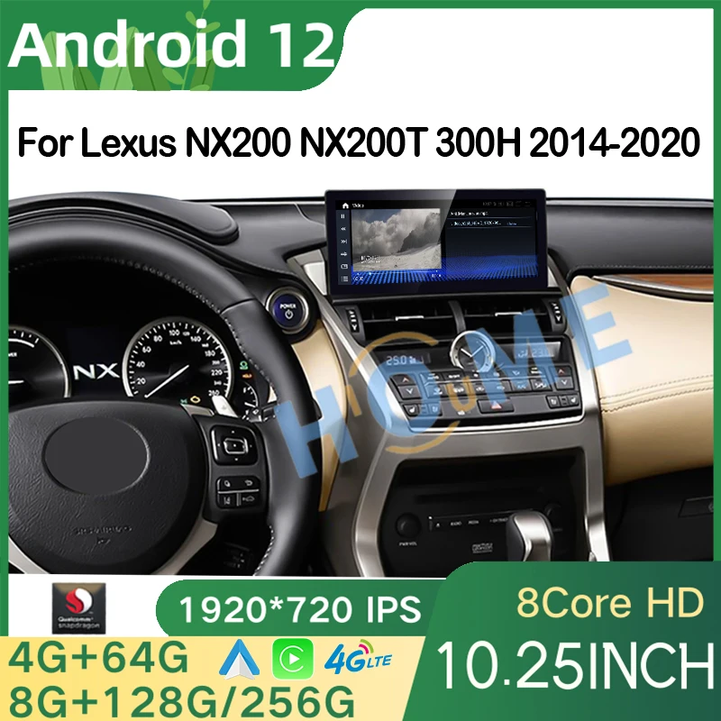 Новый Qualcomm Android 12 Авто Радио CarPlay GPS Навигация для Lexus NX NX200 NX200T 300h Мультимедийный плеер Авторадио Стерео 14-22