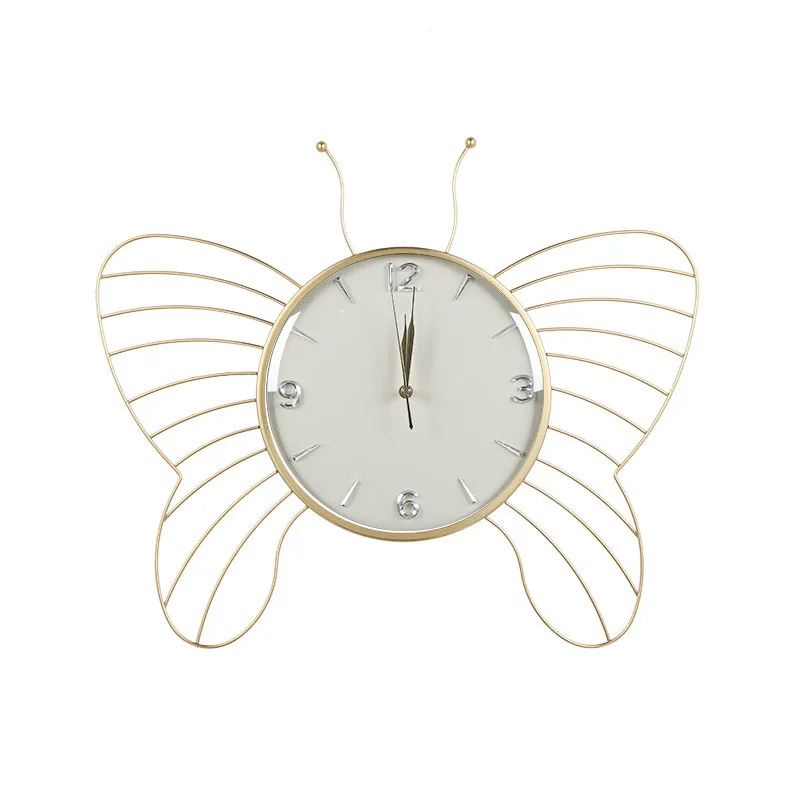 Современный дизайн Настенные часы Минималистичная батарея Металл Простые настенные часы Бабочка Животное Тихое Бесшумное Украшение гостиной 1