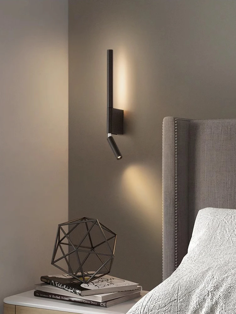 Современный светодиодный настенный светильник 330 ° вращающийся настенный светильник лампа для чтения гостиница гостевая спальня прикроватный фон украшение независимый выключатель 0