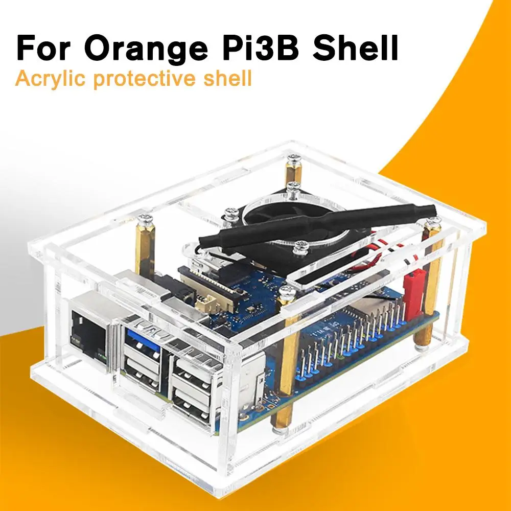 Аксессуары для платы для разработки, подходящие для корпуса OrangePi 3B Акриловая прозрачная защитная оболочка с охлаждающим вентилятором B1Y1 1