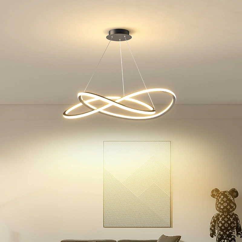 NEO Gleam Черная/белая светодиодная люстра для столовой в гостиной Спальня Декор кухни AC110-220V Подвесные современные люстры 0