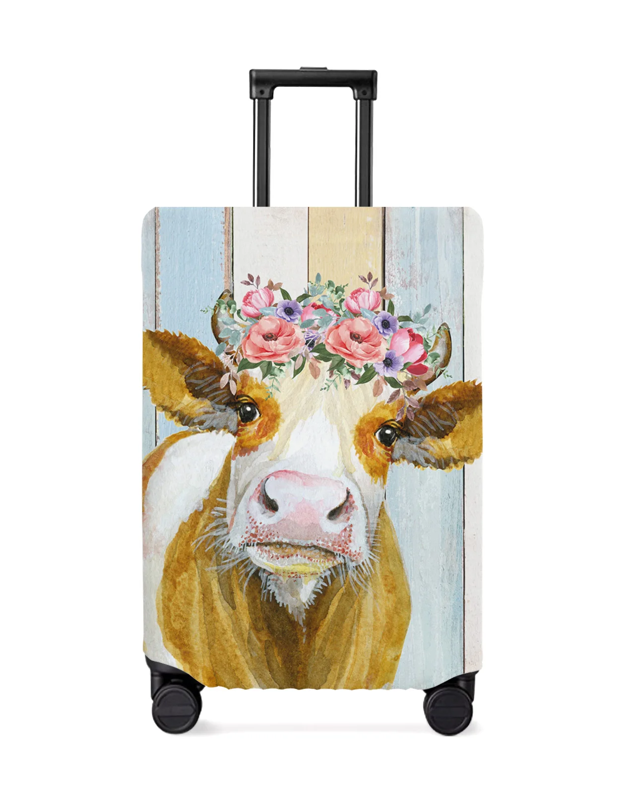 Американская пасторальная ферма Венок из коровы Чехол для багажа Эластичный протектор багажа Пылезащитный чехол для 18-32-дюймового чемодана для путешествий 0