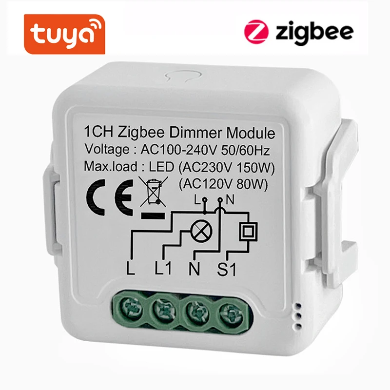 Tuya ZigBee Модуль интеллектуального диммера с нейтральными 1/2-групповыми беспроводными переключателями с регулируемой яркостью Дистанционное управление с Alexa Google Home