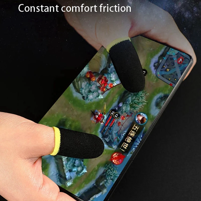 18-контактные гильзы для пальцев из углеродного волокна для PUBG Mobile Games Контактный экран Рукава для пальцев черного и желтого цвета(72 шт.) 1