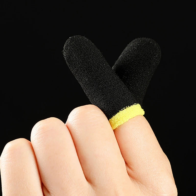 18-контактные гильзы для пальцев из углеродного волокна для PUBG Mobile Games Контактный экран Рукава для пальцев черного и желтого цвета(72 шт.) 4