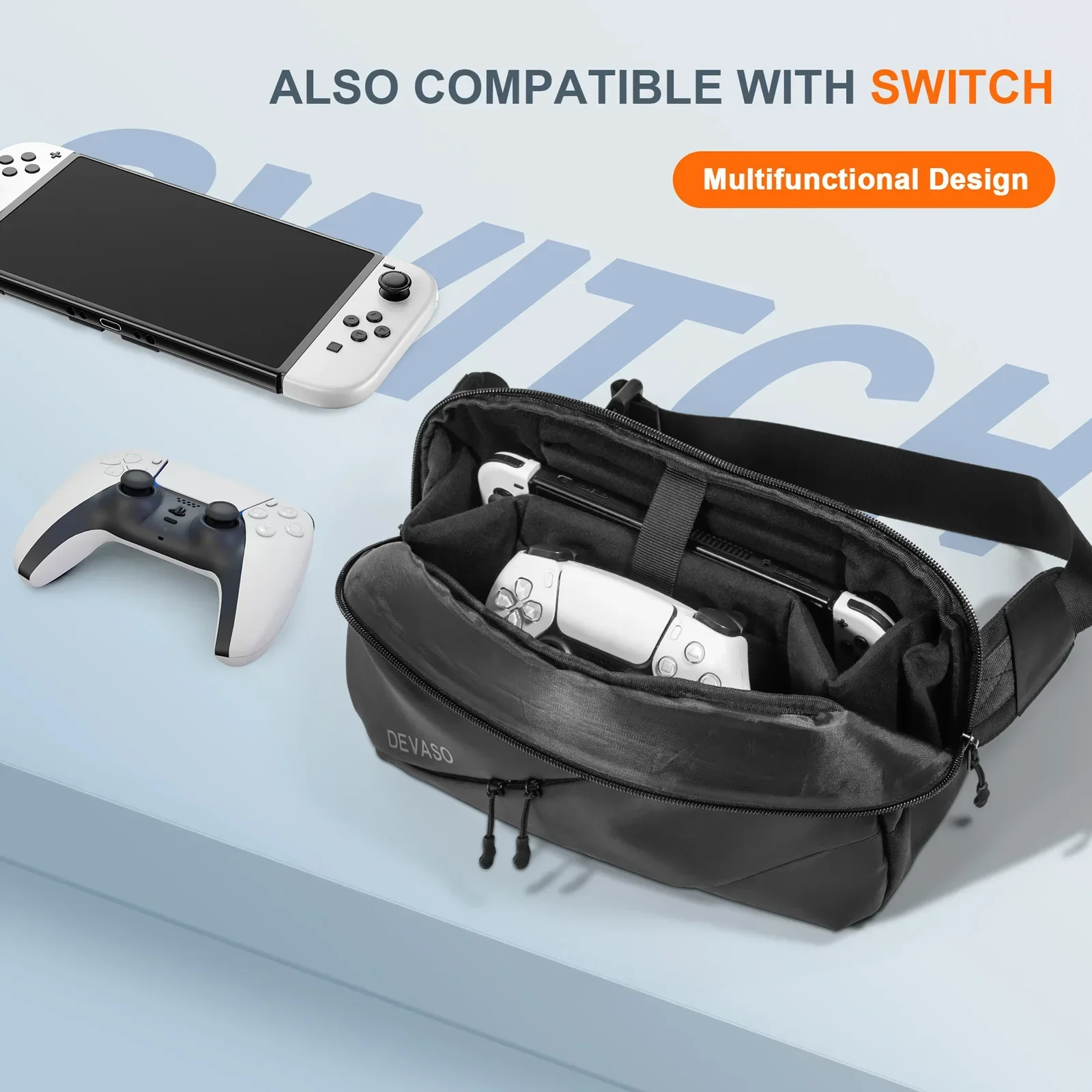 Рюкзак через плечо для Steam Deck OLED/Rog Ally/Nintendo Switch/Onexplaye/PS Portal Сумка для хранения Дорожный чехол для переноски 3