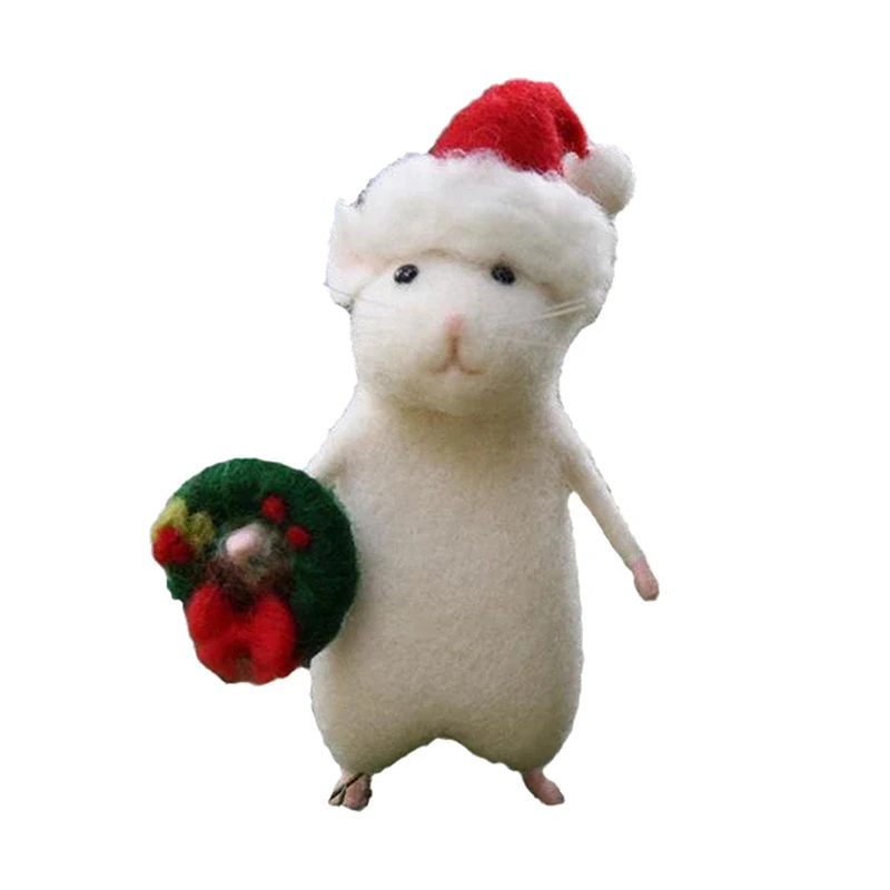 Мышь на Хэллоуин с тыквой,Готовое украшение Войлочные тыквы ручной работы Животные,Рождественская мышь из сухого валяния с подарком 2