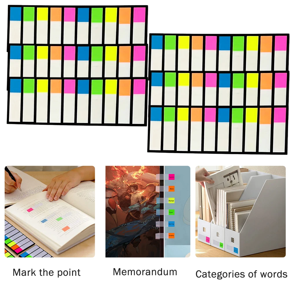 6 наборов стильных удобных блокнотов для книг Записываемые перемещаемые аннотации Классификация файлов Цветные закладки Липкие вкладки 4
