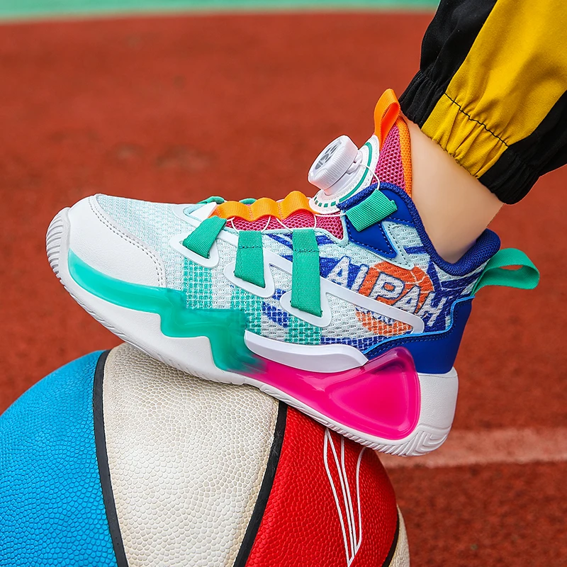 Новая детская обувь Баскетбольная обувь для мальчиков Высокие детские кроссовки для девочек На открытом воздухе Бег Спорт Теннис Легкая атлетика Кроссовки Обувь 4