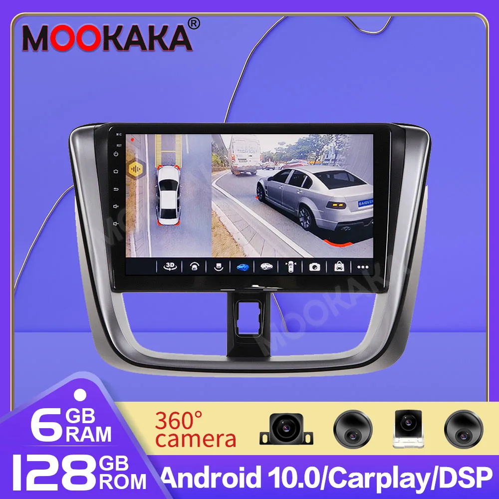Ccar DVD Player128G для Toyota VIOS Yaris 2016-2018 Android 10.0 GPS Навигация Мультимедиа Авто Радиоплеер Стерео Головное устройство 0