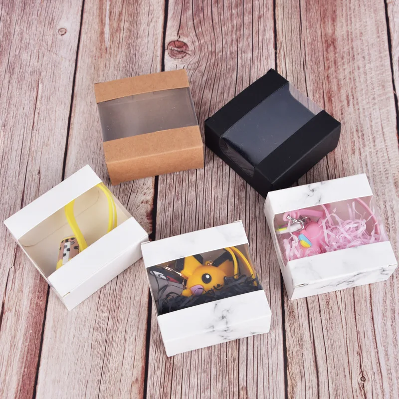 300 шт./лот 8 цветов крафт-бумага подарочная коробка с окном ручной работы мыльница ювелирные изделия печенье подарочная конфетная коробка свадебные подарочные коробки 1