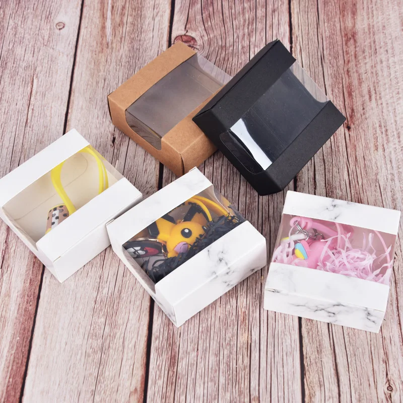300 шт./лот 8 цветов крафт-бумага подарочная коробка с окном ручной работы мыльница ювелирные изделия печенье подарочная конфетная коробка свадебные подарочные коробки 2