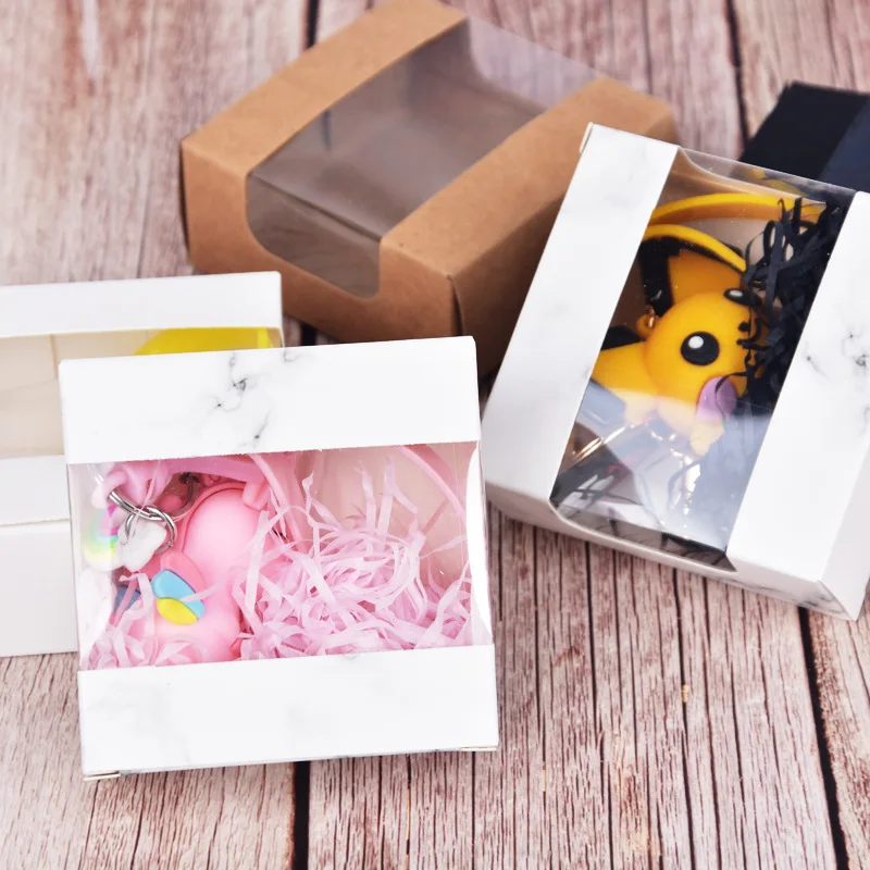 300 шт./лот 8 цветов крафт-бумага подарочная коробка с окном ручной работы мыльница ювелирные изделия печенье подарочная конфетная коробка свадебные подарочные коробки 4