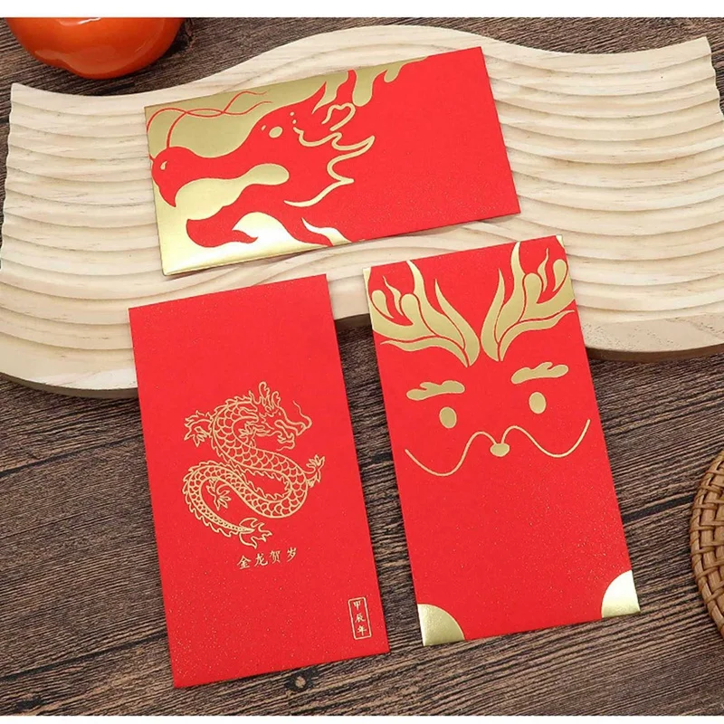 60 шт. Китайский Новый год Красные конверты Весенний фестиваль Счастливые денежные пакеты на год Дракона 2024 3