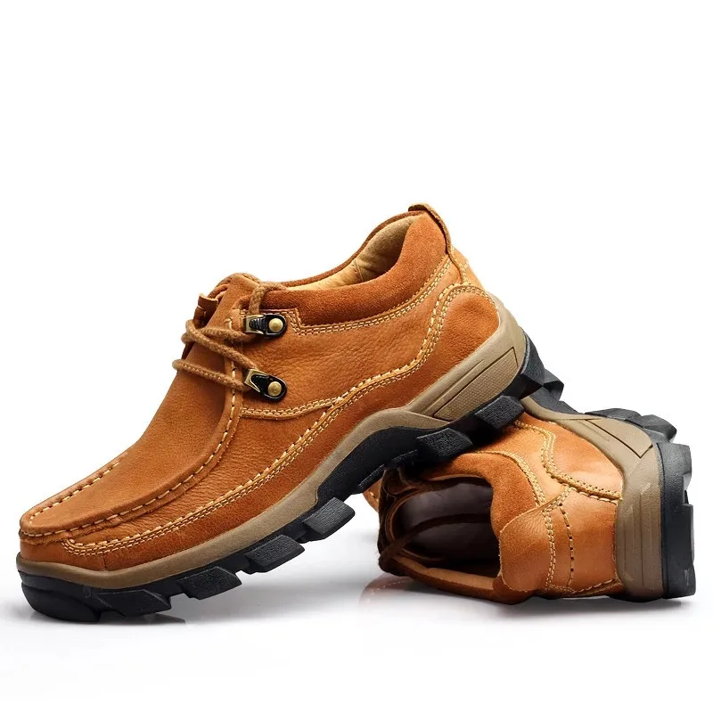 Мужская обувь из натуральной кожи Оксфорды на шнуровке Повседневная водонепроницаемая рабочая обувь Уличная резиновая обувь Нескользящая обувь для мужчин 2