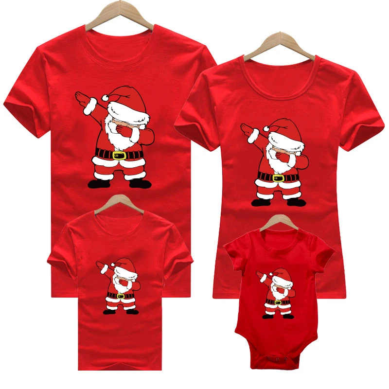 Рождественский семейный наряд Олень Санта-Клаус мама дети Рождественская футболка Мама Папа Малыш красный семейные подходящие наряды рождественская одежда