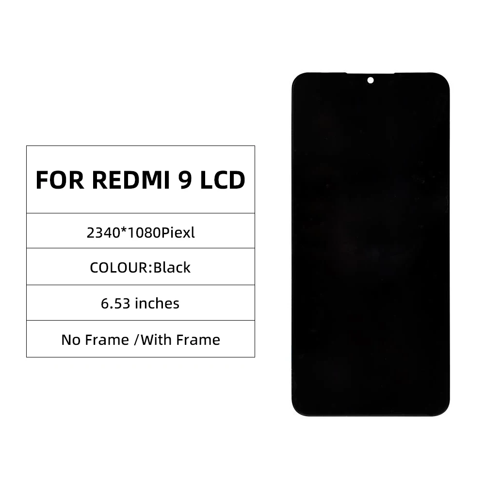6,53 дюйма дисплей для Xiaomi Redmi 9 LCD Сенсорная панель Стеклянный экран Дигитайзер в сборе Замена Бесплатная доставка с рамкой 1