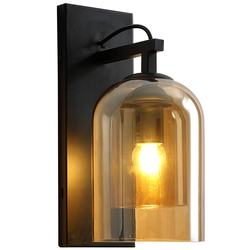 Настенный светильник Прикроватная лампа для спальни Скандинавский современный минималистичный фон гостиной Стена прохода Коридор Свет дымчато-серый Комнатные светильники 4