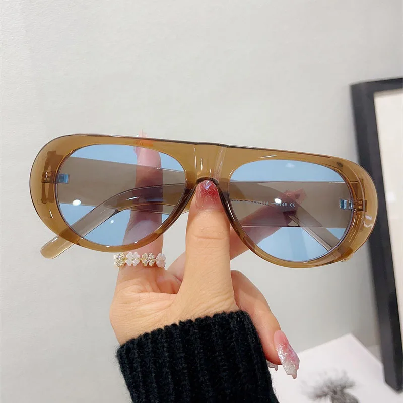 Овальные солнцезащитные очки для женщин и мужчин Люкс Бренд Дизайнер Мода Солнцезащитные очки Женские Черный Белый Коричневый Очки Очки UV400
