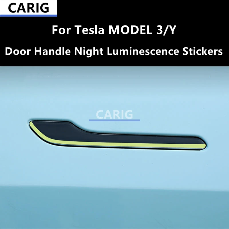  для дверной ручки Tesla MODEL 3 / Y Ночные люминесцентные наклейки, внешние отражающие декоративные аксессуары с защитой от царапин