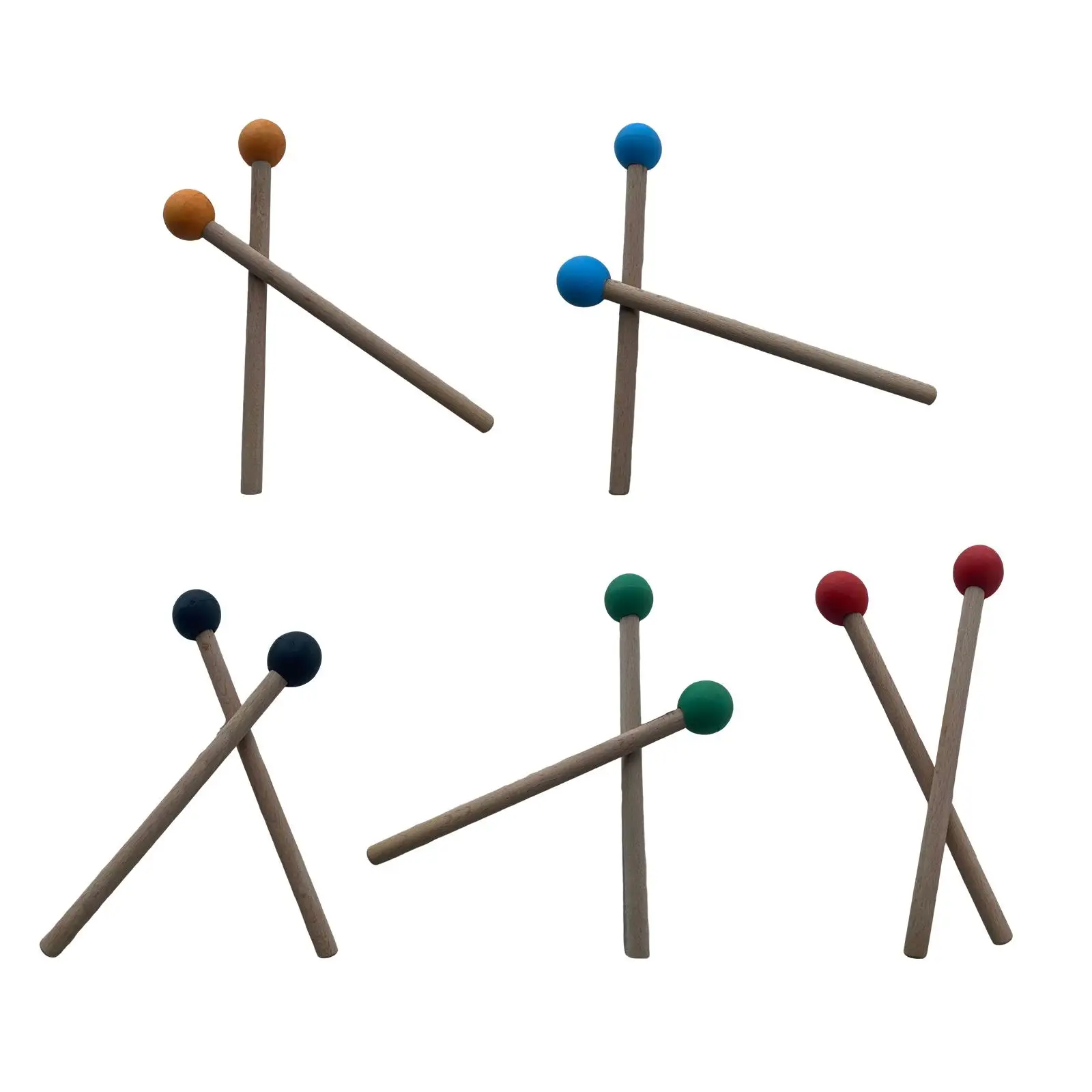 2x Перкуссионные ксилофонные колокольчики с деревянной ручкой Стальной барабан Молоток для практикующих Гонг Колокольчики из деревянных блоков