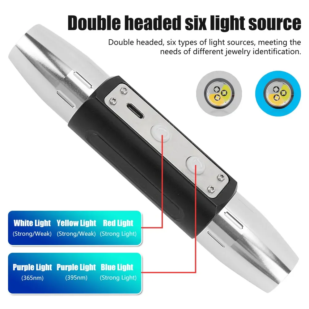 Специальный фонарик с сильным светом для нефритовых ювелирных идентификационных фонариков USB перезаряжаемый 6-цветный фонарик 2