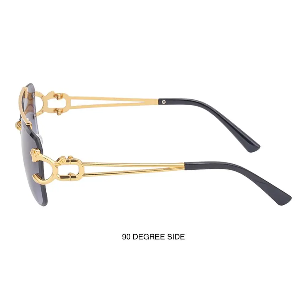 Ретро очки Металлические очки без оправы Солнцезащитные очки без оправы Украшение гепарда Солнцезащитные очки в стиле стимпанк 3