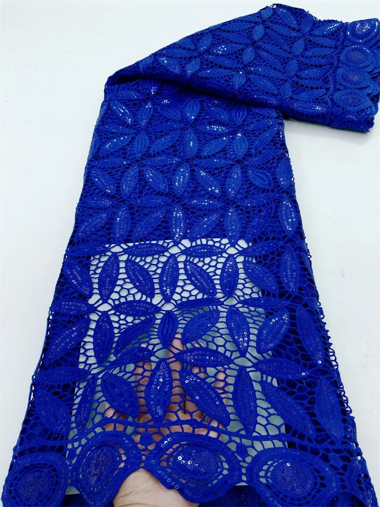 Kalume Новейшая африканская кружевная ткань из гипюрового шнура 5 ярдов 2024 Высококачественные нигерийские кружевные ткани для шитья свадебного платья F3607 2