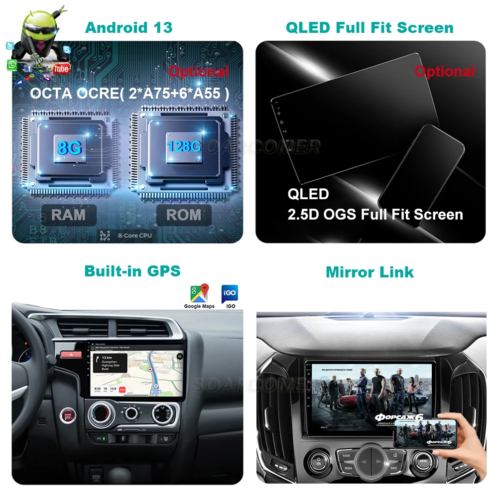 Android 13 Авто Радио Мультимедийный Плеер Для Ford Transit Tourneo Custom 2016 - 2020 DSP IPS Auto Carplay 4G WIFI BT 2 Din DVD 3
