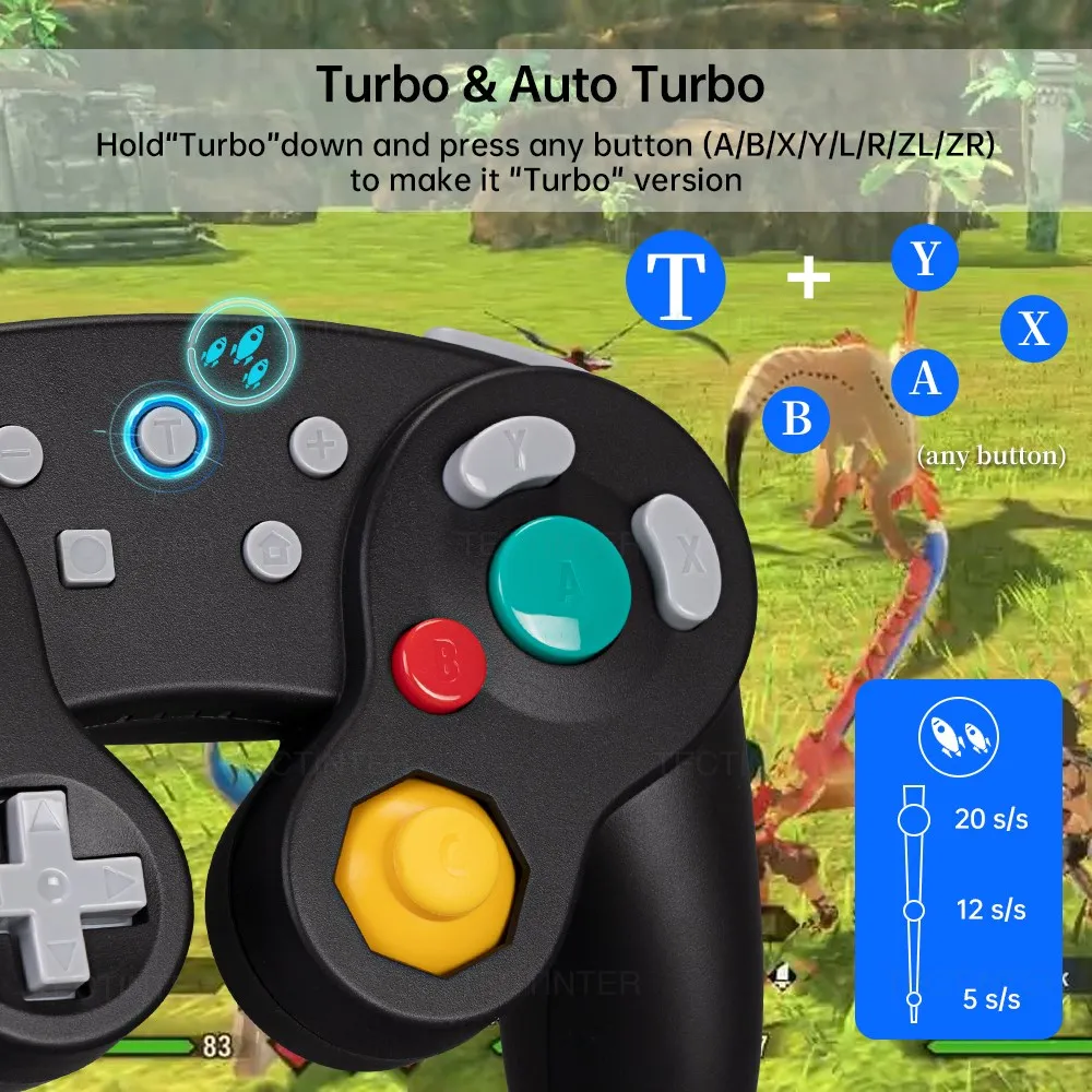 GC Gamecube Совместим с беспроводным контроллером Nintendo для Switch/Lite Геймпад для ПК Джойстик для Steam Для Andriod / IOS 3