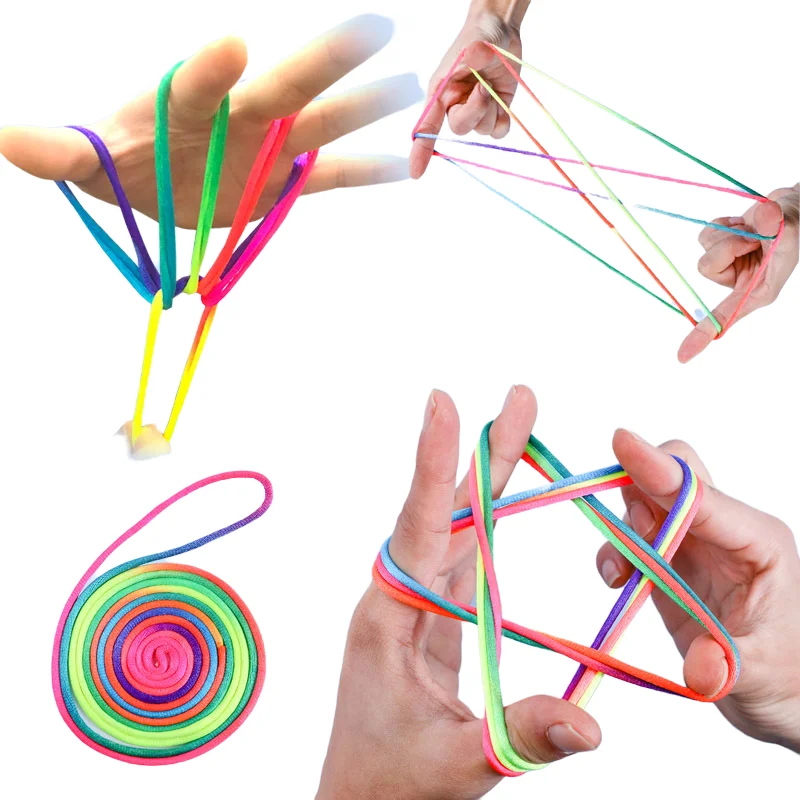 5 шт. Радужный цвет Fumble Finger Thread Веревка String Game Развивающая игрушка-головоломка Развивающая игра для детей Дети